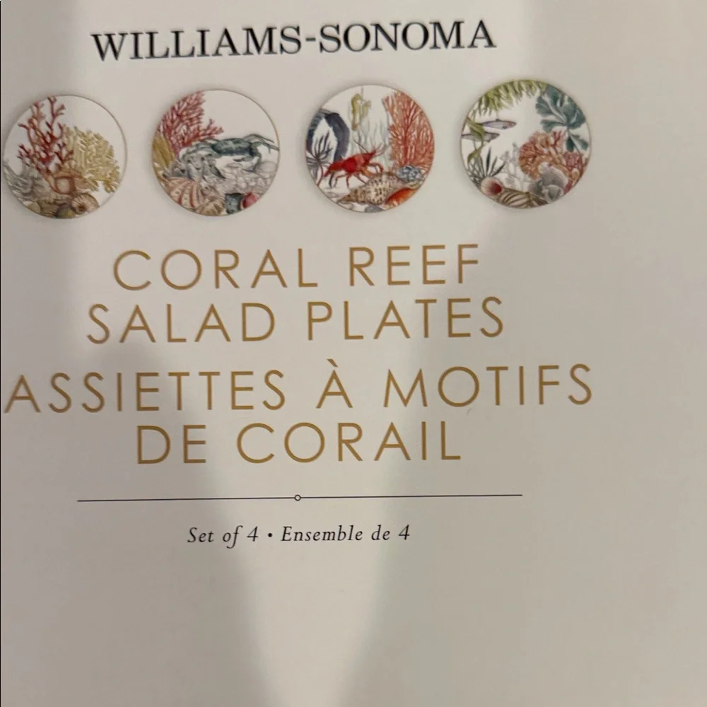 Williams Sonoma Coral Reef Themed Salad Plates New in the box Ocean beach